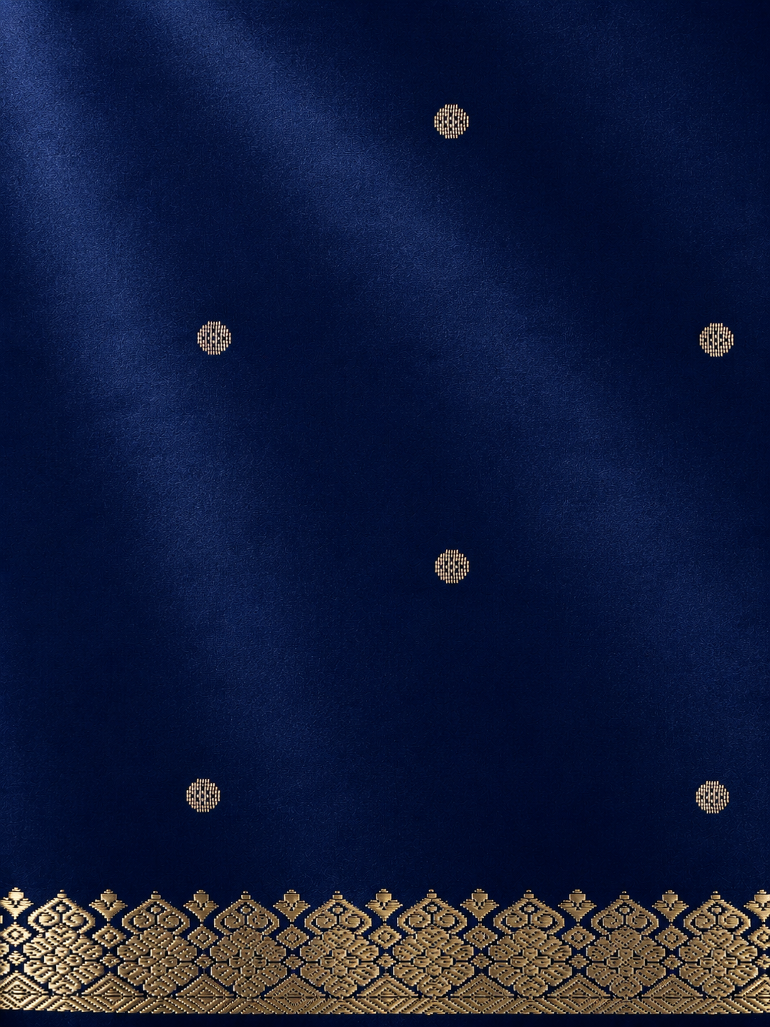 Kanchi Silk-Touch One Inch Border Saree- Deep Navy Blue