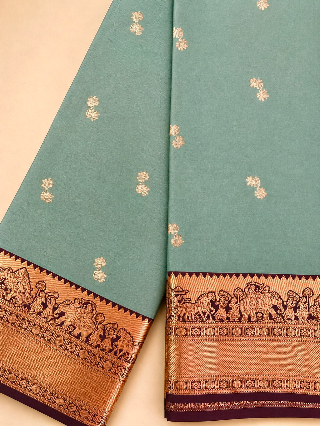 Kalyana Urvalam – Pure Silk Saree – Pallaku Motifs- Mint Green