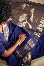 Pure Chettinad Handloom Cotton Saree – Navy Blue