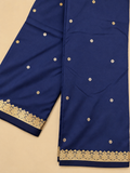Kanchi Silk-Touch One Inch Border Saree- Deep Navy Blue