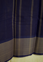 Pure Handloom Chettinad Cotton Saree | Beige Body | Navy Blue Checked Border with தாழம்பூ Design