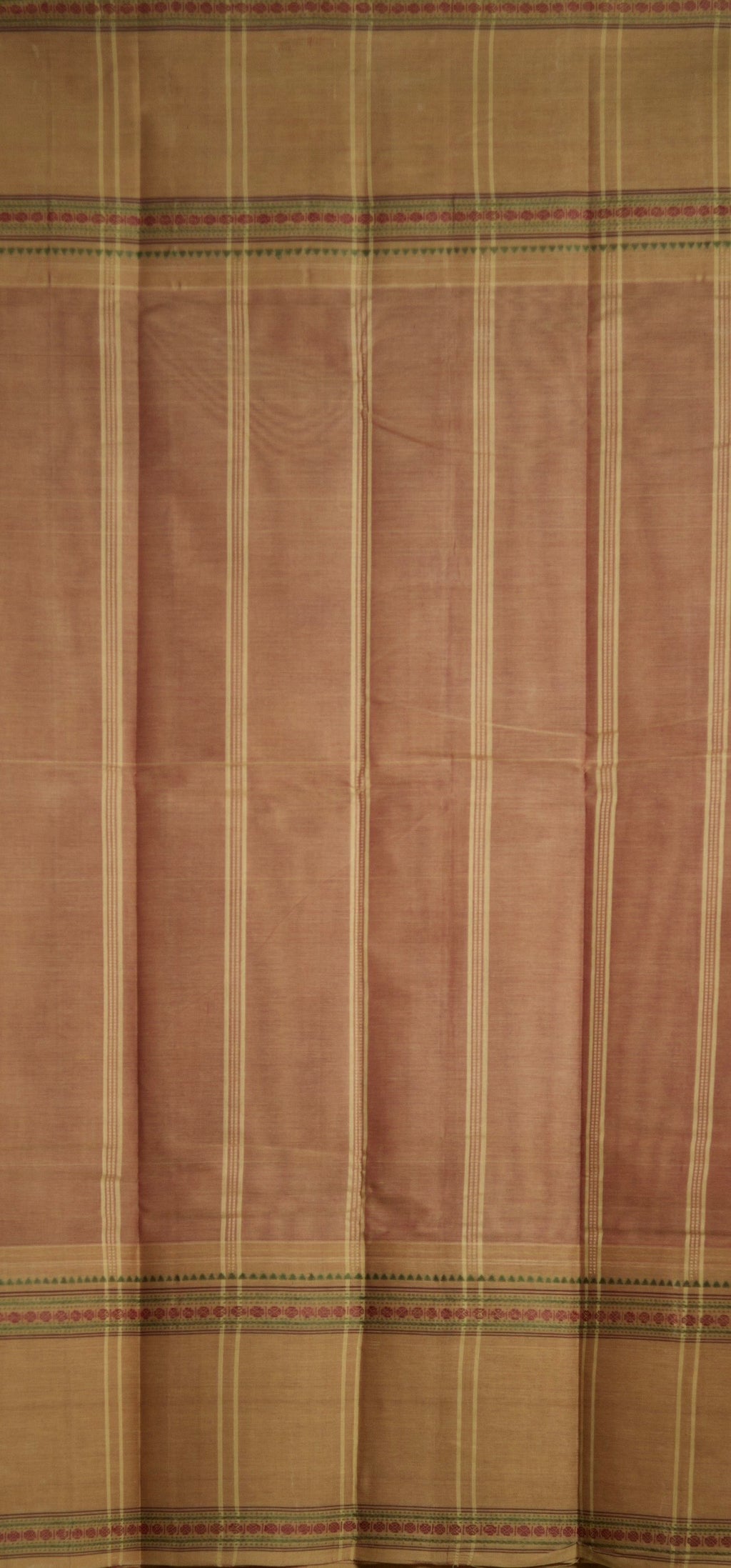 Pure Handloom Chettinad Cotton Saree | Maroon Body | Rettaipet Border with Thread Work | Striped Pallu