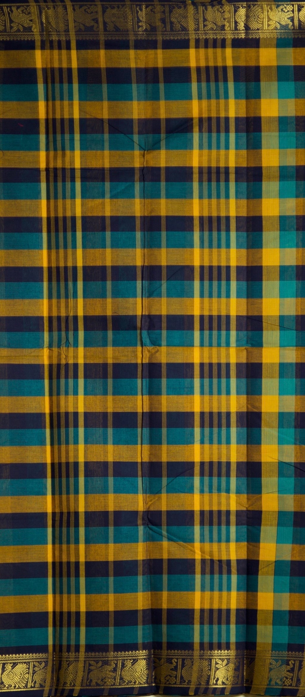 Madras Checks – Navy Blue Pure Cotton Saree