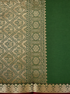 Kanchi Silk-Touch One Inch Border Saree - Manthulir Green