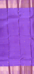 Luxury Silk Blend Kanchipuram Pattu | Lavender | Gatti Copper Border | Small Butta Body