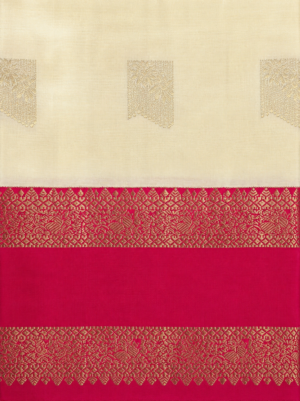 Luxury Silk Blend Kanchipuram Pattu | Rettaipet Tomato Red Border | Floral Motifs