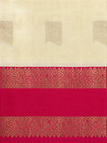 Luxury Silk Blend Kanchipuram Pattu | Rettaipet Tomato Red Border | Floral Motifs