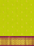 Pure Handloom Thirubhuvanam Silk Saree | Single Side கத்திரிப்பூ Border | கிளிப்பச்சை Body