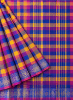 Madras Checks – Royal Blue Pure Cotton Saree