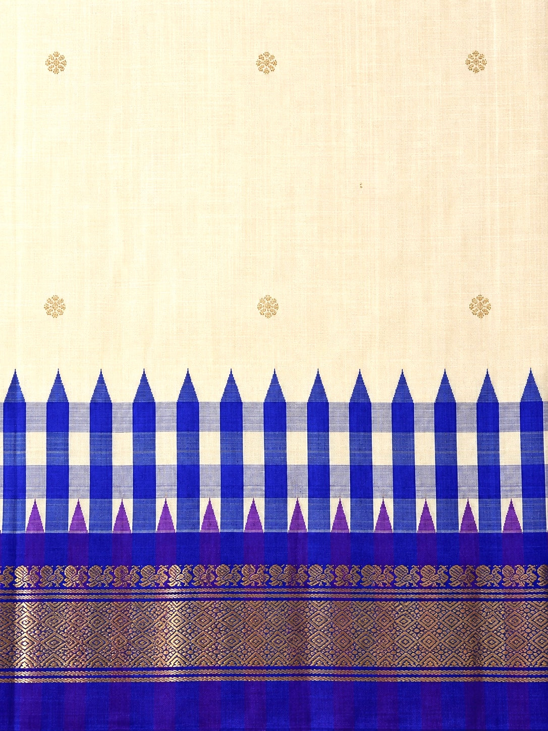 Pure Handloom Thirubhuvanam Silk Saree | Korvai | One Side Border with தாழம்பூ