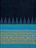 Pure Chettinad Handloom Cotton Saree – Black body and blue Korvai Border with Temple Design