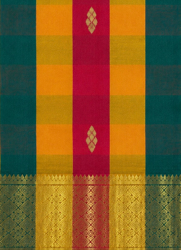Pure Handloom Thirubhuvanam Silk Saree | பாலும் பழமும் | Green Pallu