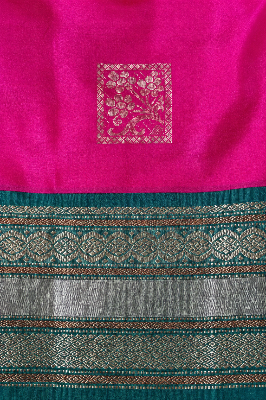 Silk Saree - Varisaipet Korvai Border & Flower Motifs