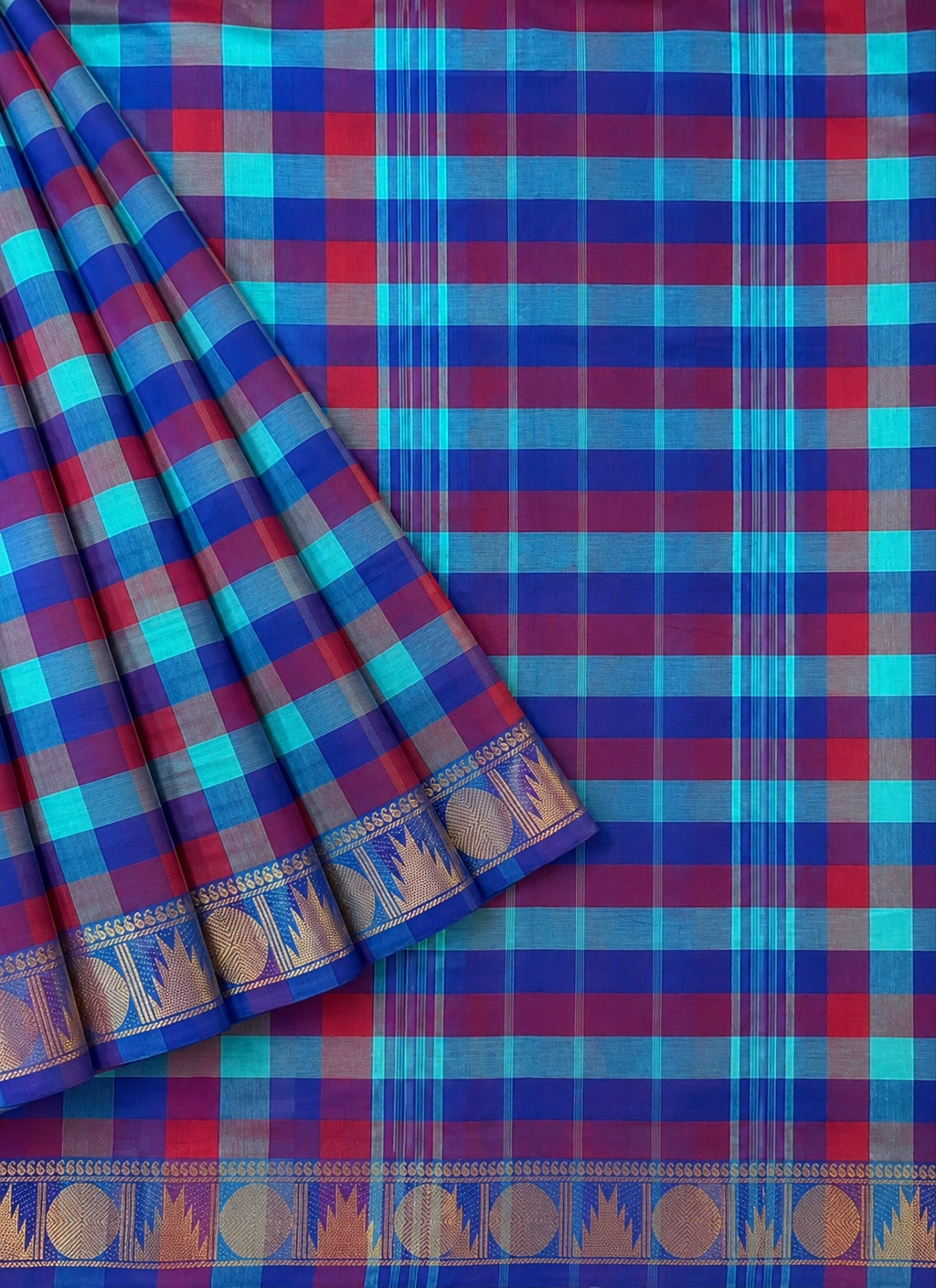 Madras Checks – Blue Pure Cotton Saree