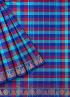Madras Checks – Blue Pure Cotton Saree