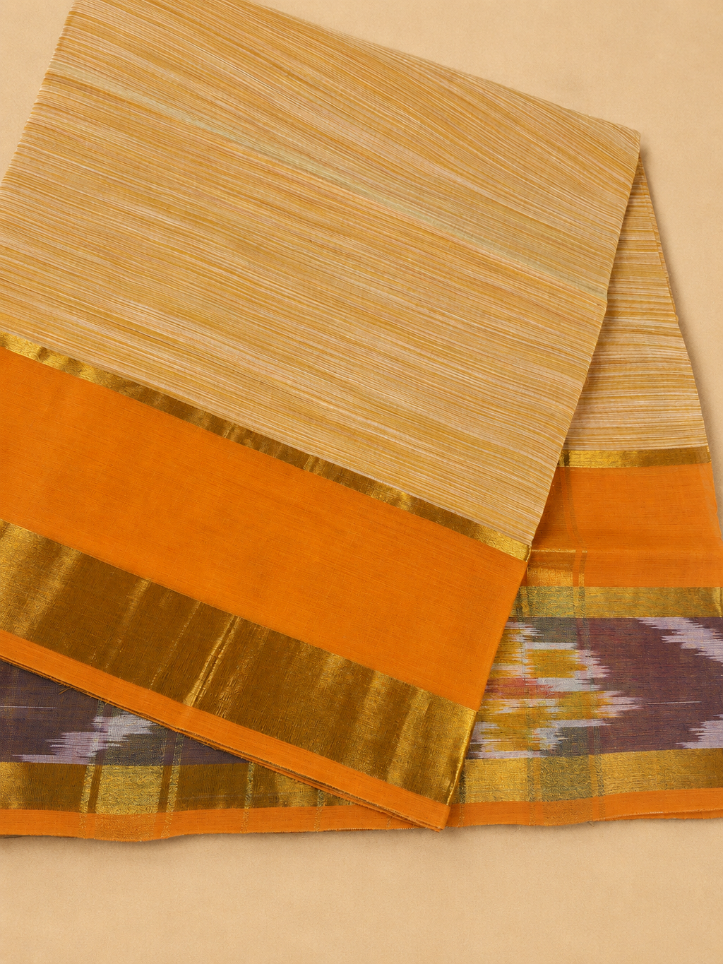 Kanchi Cotton Saree with Ikkat Border