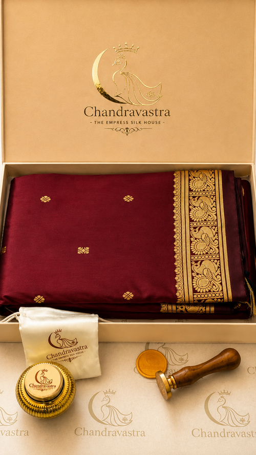Kanchi Annam Aura – 2 Inch Border- Maroon