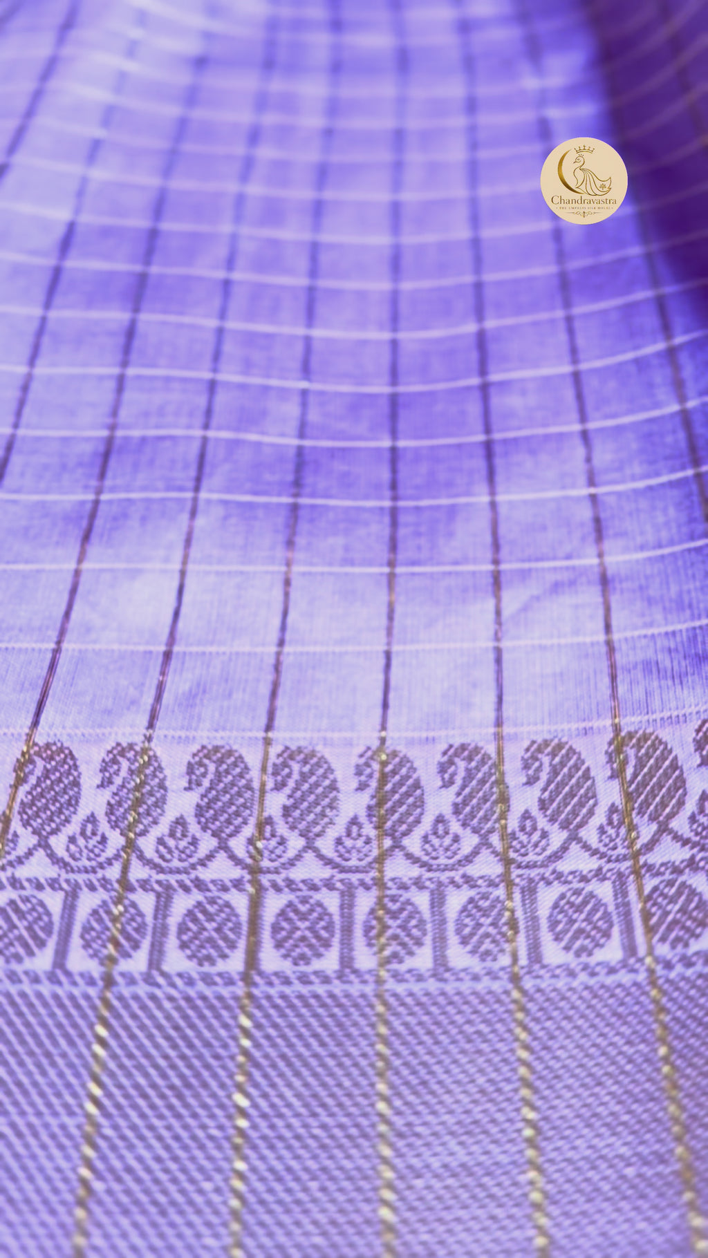 Checked Silk Saree - Lilac