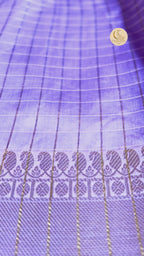 Checked Silk Saree - Lilac